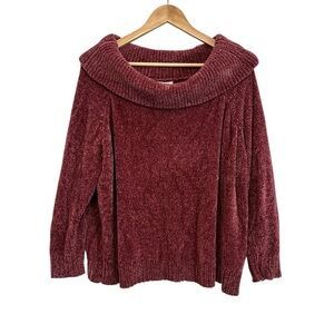 Women's Medium Tight Knit Burgundy Soft Cozy Cowl Neck Casual Winter Sweater